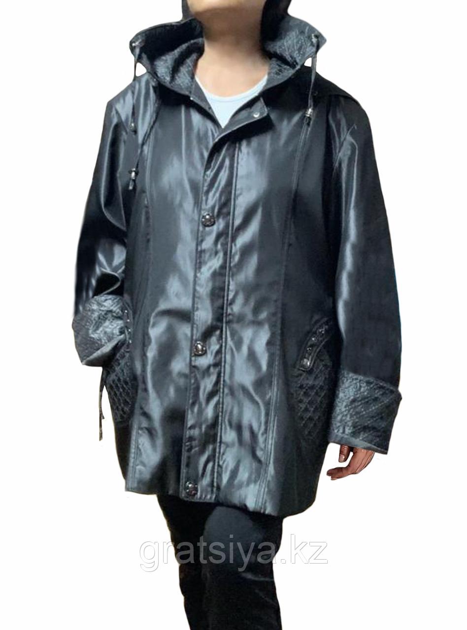 Демисезонная Женская Куртка с Капюшоном Удлиненная Больших Размеров - фото 1 - id-p116171517