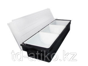 Контейнер для фруктов, специй и соусов 3 отд. по 0,92 л. черный, пластик. MGprof /1 /12/