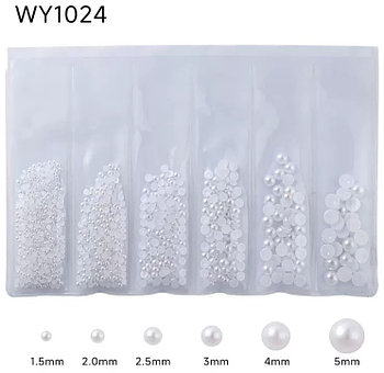 Объемный жемчуг набор, 6 размеров белый