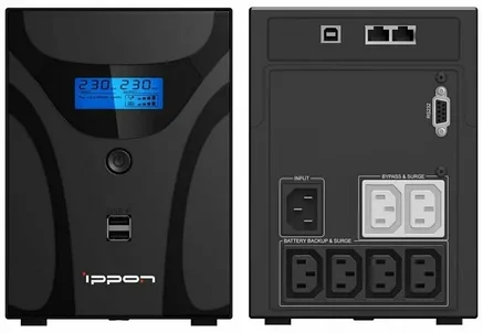 ИБП Ippon Smart Power Pro II 1200, 1200VA, 720Вт, AVR 162-290В, 6(2)хС13, управление по USB/RS-232, RJ-45, LCD, фото 2