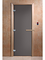 Дверь для сауны "Затмение" матовый графит, 1900*700, 3 петли слева