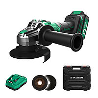 Бесщеточная аккумуляторная угловая шлифмашина STALKER AG20-125 Li BL