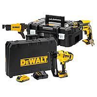 Пистолет гвоздезабивной аккумуляторный DeWALT DCN660D2 + Аккумуляторный шуруповерт по гипсокартону DCF620NT +