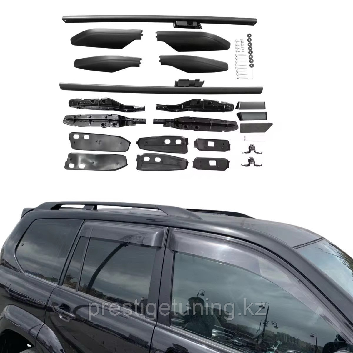 Рейлинги продольные на Land Cruiser Prado 120 2003-09 (Черный цвет)