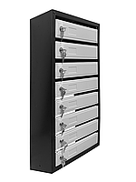 Металлический восьмисекционный почтовый ящик ПМ-8, black