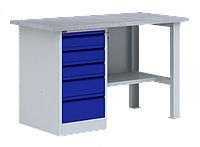 Металлический однотумбовый верстак с драйвером ВП - 3/1.2, длина столешницы 1,2 метра