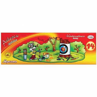 Краски акварельные ГАММА "Мультики", 14 цветов, медовые, с кистью, картонная коробка.