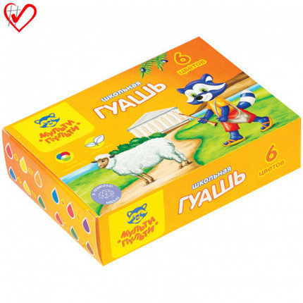 Гуашь, 6 цветов, 17.5мл, картон, Енот в Греции. Мульти-Пульти., фото 1