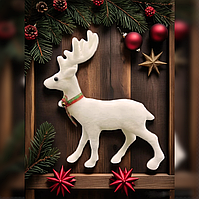 Игрушка новогодняя олень с колокольчиками  16*21 белый