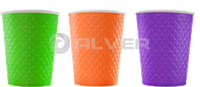 Стакан бумажный с рельефом, двухслойный ЦВЕТНОЙ МИКС 250 мл (25шт/упак, 500шт/кор. 5769)