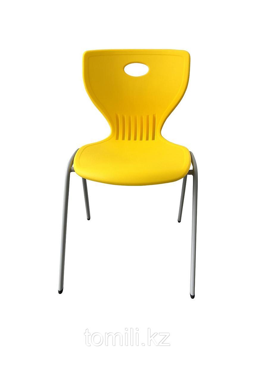 Стул ученический жёлтый (полипропилен), штабилируемый