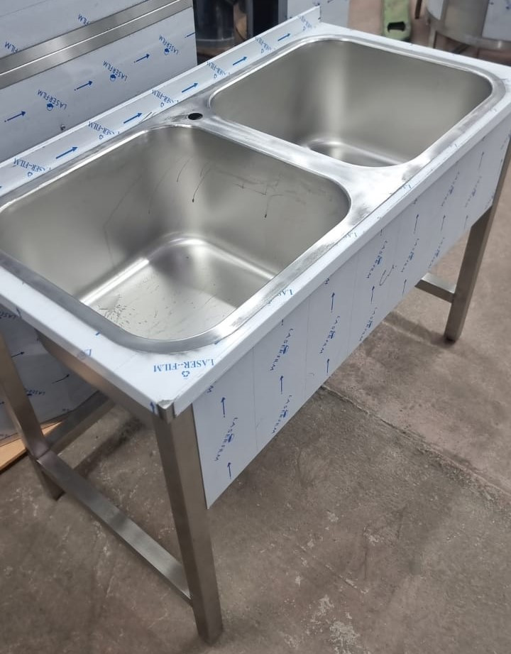 Ванна моечная 2-х секционная ЦЕЛЬНОТЯНУТАЯ 1200*700 мм, фото 1