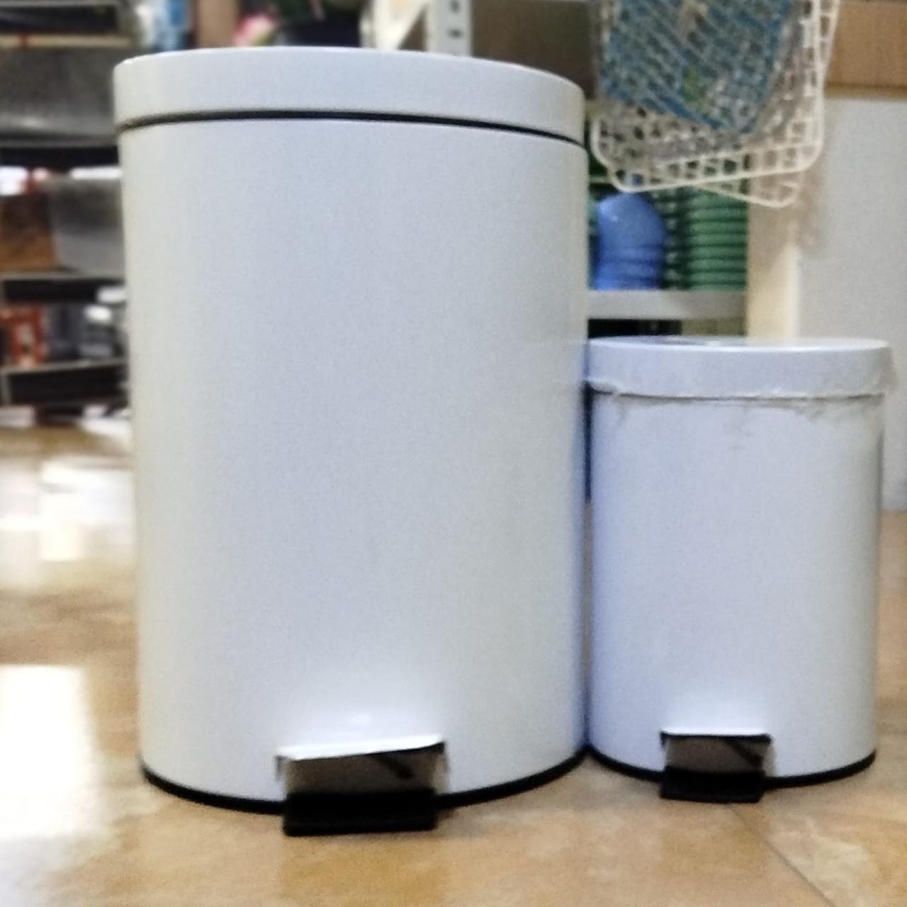 Урна металлическая с педалью 12л ВО9-12LW белая, фото 1