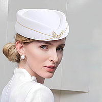 Шляпа, берет стюардесса на резинке высоту 7 см белая