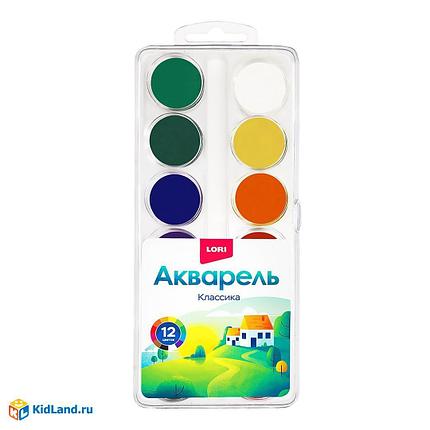 Акварель Классика 12 цветов LORI в пластиковой упаковке с крышкой., фото 2