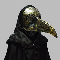 Маска чумного доктора на хэллоуин золотистая