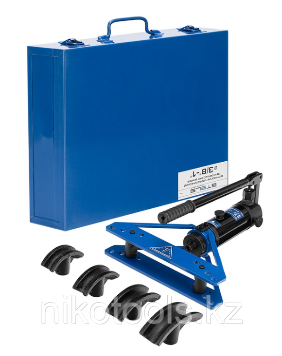 Трубогиб гидравлический горизонтальный, 6т, башмаки 3/8"–1", в металлическом кейсе// Stels