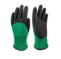 Перчатки нейлоновые зеленый с черным вспененным латексом