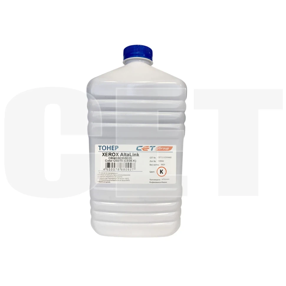 Тонер, CET, CET111039660, Чёрный, CE08-K (CPT), Для картриджей XEROX AltaLink C8045/8030/8035, Color C60/70,, фото 1
