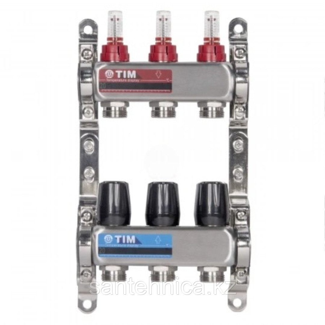Коллекторная группа с расход. TIM 1"-3 вых. (с крепл.) НЕРЖ. СТАЛЬ (1/2)