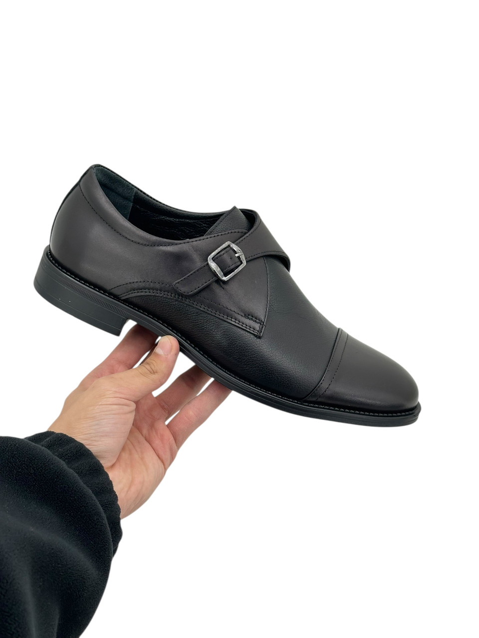 Туфли мужские кожаные черного цвета монки "Этор" - фото 1 - id-p128297291