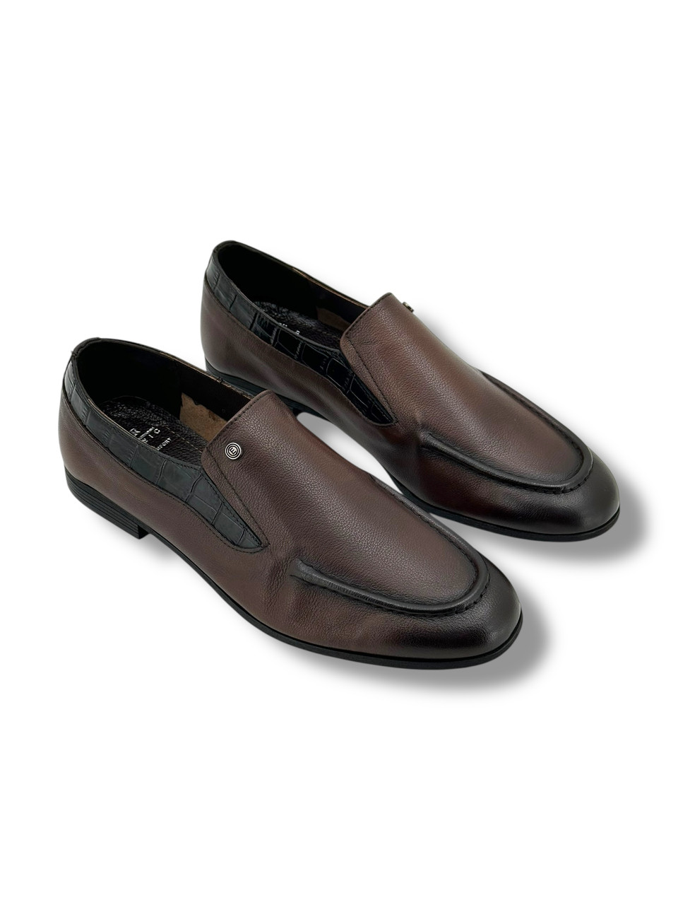 Классические мужские лоферы-туфли из натуральной мелкозернистой кожи "Этор" - фото 1 - id-p128297743