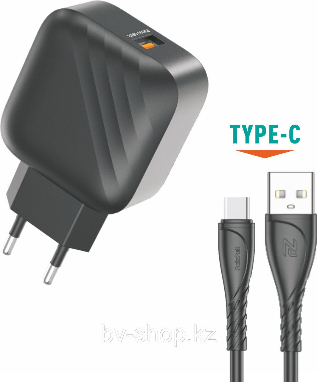 Зарядное устройство FaizFull FC172 USB Type-C, USB черный, фото 1