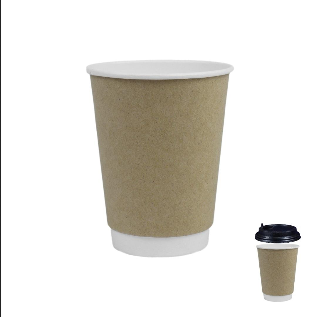 Стакан под кофе бумажный 350мл/крафт/2-х/100шт/Бум000146, фото 1