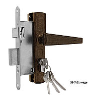 ОМЕГА ЗВ7.01 замок врезной цилиндровый с ручкой 2 ключа бронза