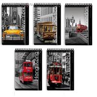 Блокнот А6, 40 листов на гребне "Города", картонная обложка, блок офсет 55 г/м², МИКС