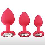 Силиконовая анальная пробка красная L, фото 3