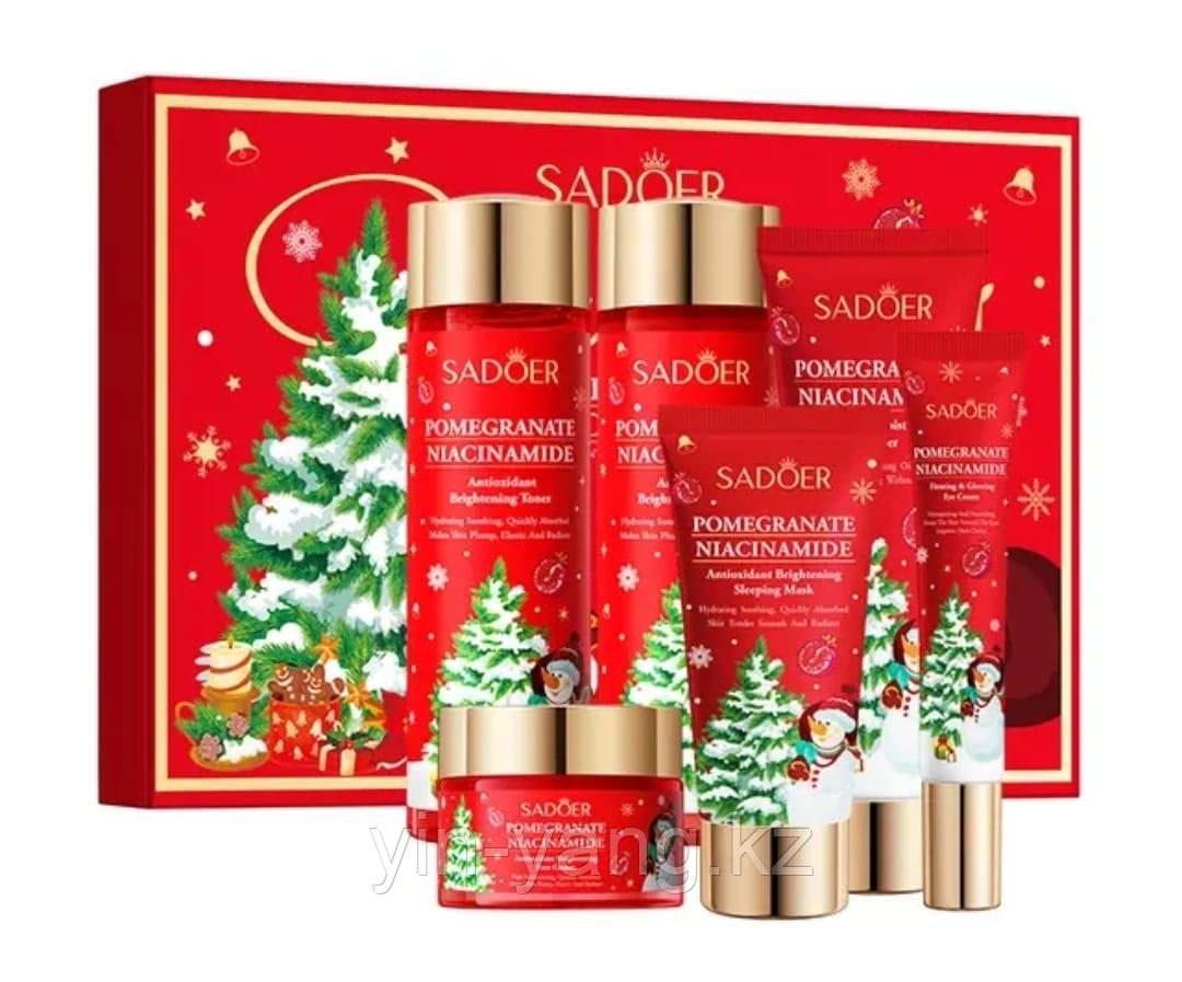 Рождественский подарочный набор "Гранат и Ниацинамид" SADOER, (6 предметов), фото 1