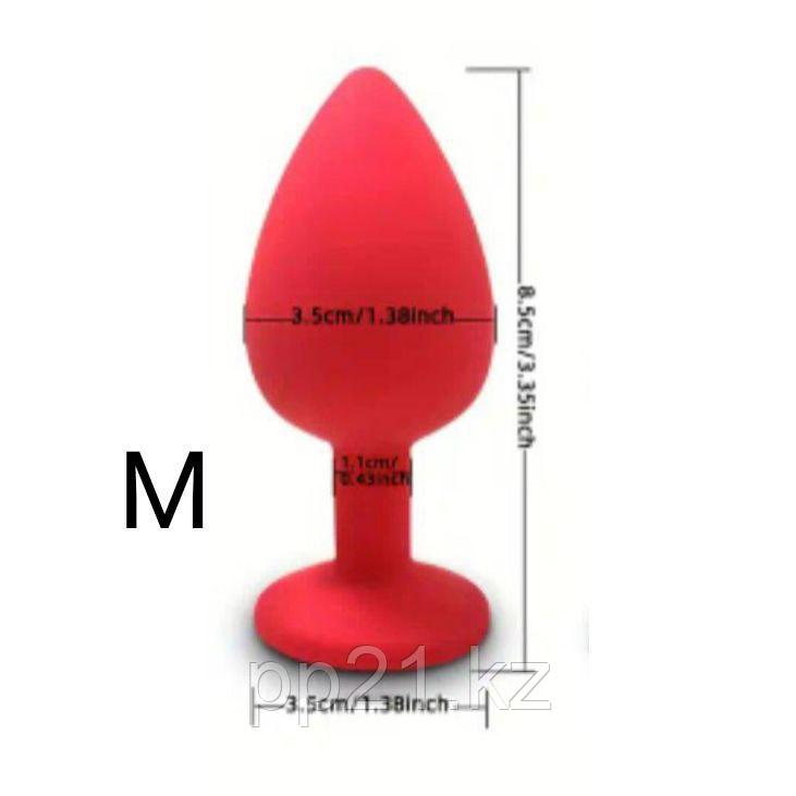 Силиконовая анальная пробка красная М, фото 1