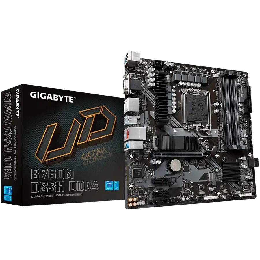 Материнская плата Gigabyte B760M DS3H DDR4 LGA1700 mATX (B760M DS3H DDR4), фото 1