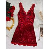 Пеньюар эротический короткий, красный бархат, фото 6
