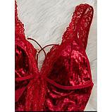 Пеньюар эротический короткий, красный бархат, фото 7