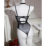 Боди черный с латексом и ремнями, фото 2