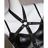 Боди черный с латексом и ремнями, фото 3