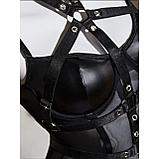 Боди черный с латексом и ремнями, фото 4