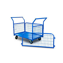 Тележка платформенная TOR ТП-3С (700х1200) с бортами из сетки и двумя ручками (колеса 160 мм)