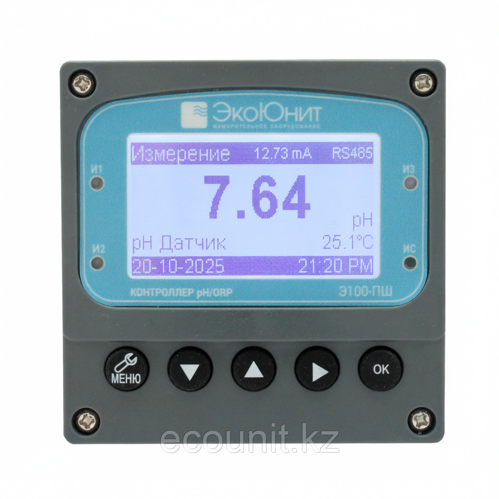 ЭкоЮнит Э100-ПШ Промышленный pH/ОВП метр с выбором датчика (3 реле, RS-485, 4-20мА, 220В) Э100ПШ, фото 1