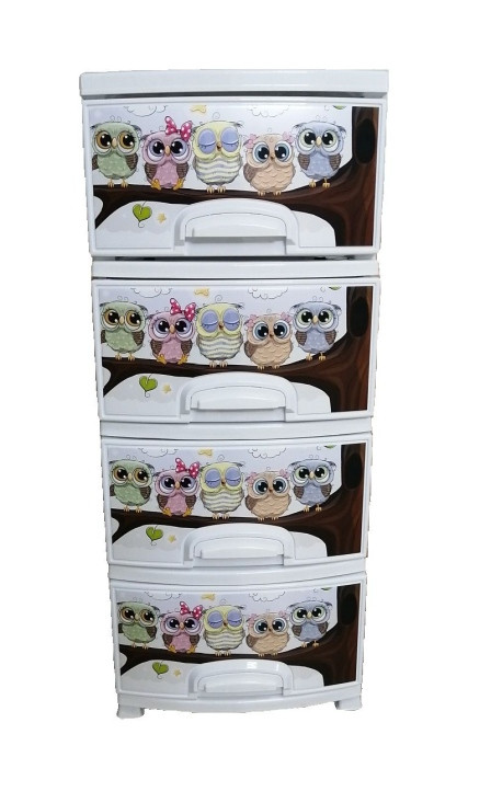 Комод РП-421 Совушки белый, 4 секции, РОССПЛАСТ, фото 1