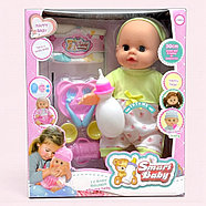 1427 Пупс музыкальный с бутылочкой +памперс+тарелка ложка+подгузник 30*25см, фото 2