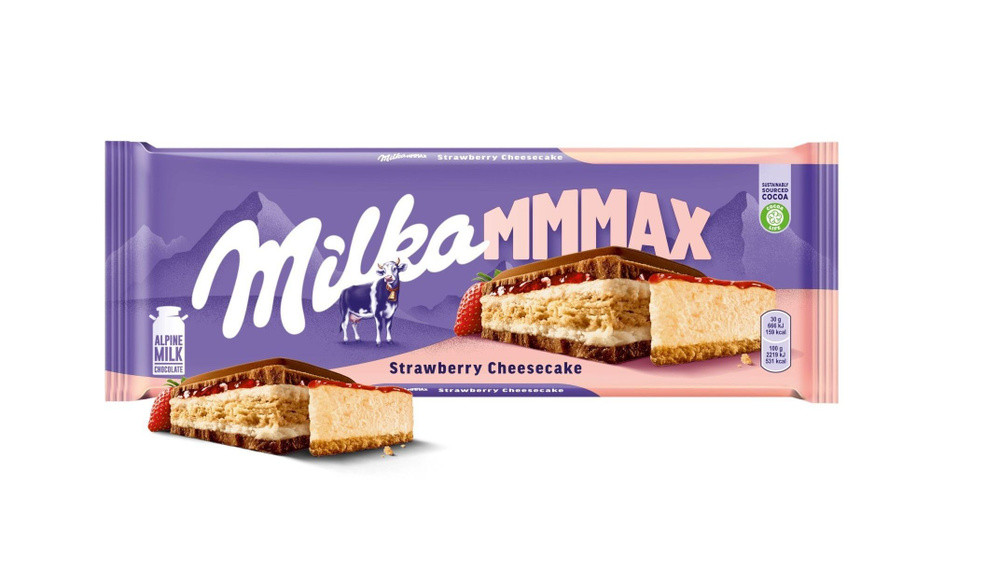 Шоколад молочный Milka Strawberry Cheesecake клубника чизкейк MMMAX (300 грамм)