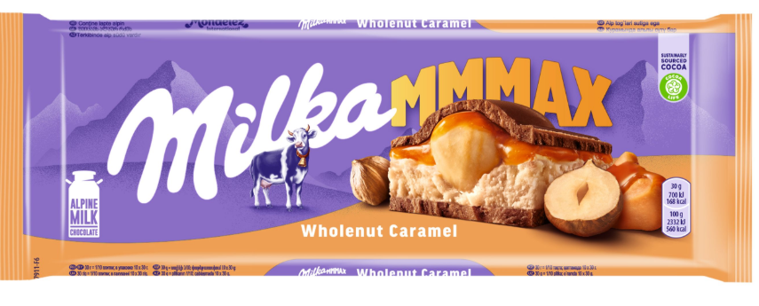 Шоколадная плитка Milka Wholenut Caramel 300гр (12шт-упак)