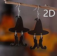 Сережки ведьмы на хэллоуин 2D 5 см черные