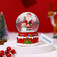 Новогодний снежный шар с Санта-Клаусом 6*4 красный вид 2