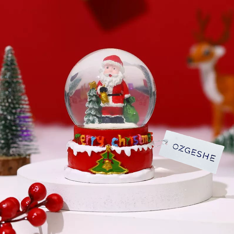 Новогодний снежный шар с Санта-Клаусом OZGESHE 6*4 красный вид 3