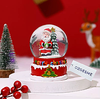 Новогодний снежный шар с Санта-Клаусом OZGESHE  6*4 красный вид 4