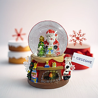 Новогодний светящийся снежный шар с Санта-Клаусом OZGESHE 6*4.5 красный вид 1